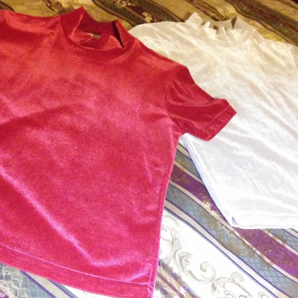 Smooth velvet short sleeved dress tops
